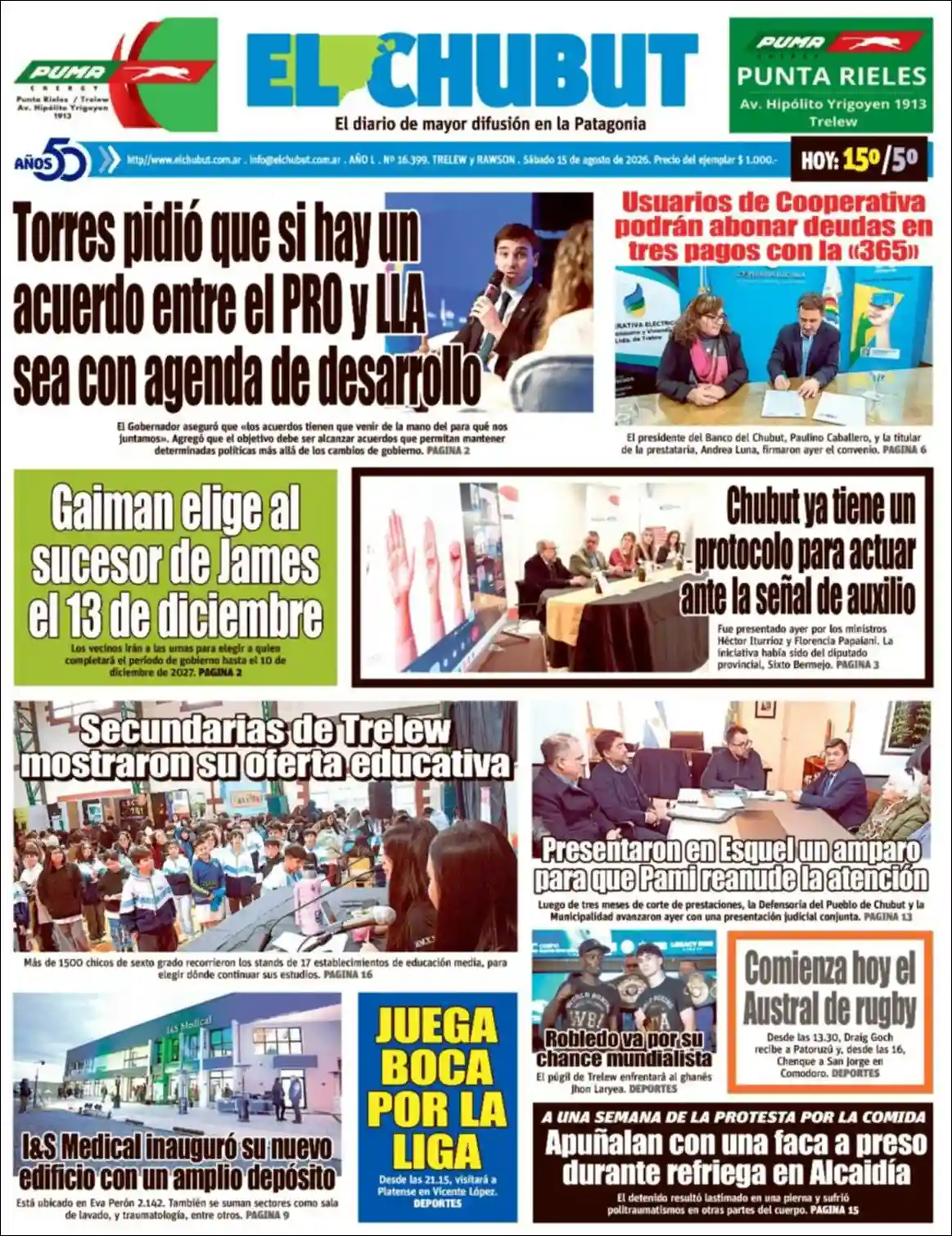 Estudios Max | RADIO CON AGUANTE - Tapa del diario El Chubut
