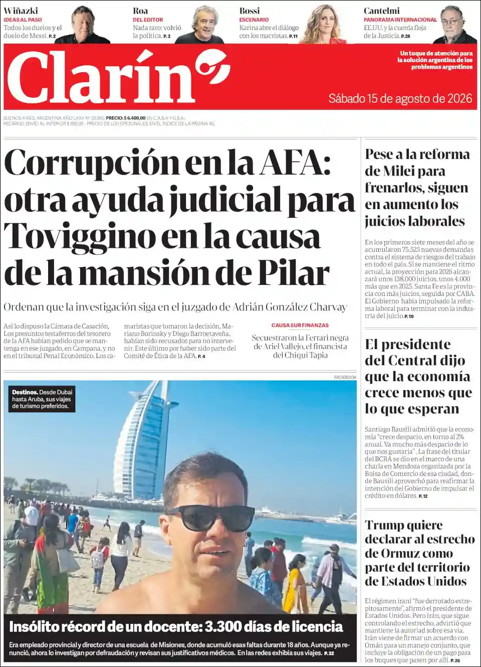 Estudios Max | RADIO CON AGUANTE - Tapa del diario Clarin
