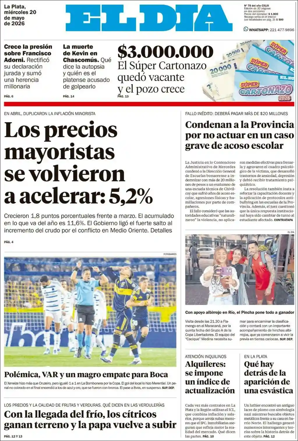 Estudios Max | RADIO CON AGUANTE - Tapa del diario El Dia