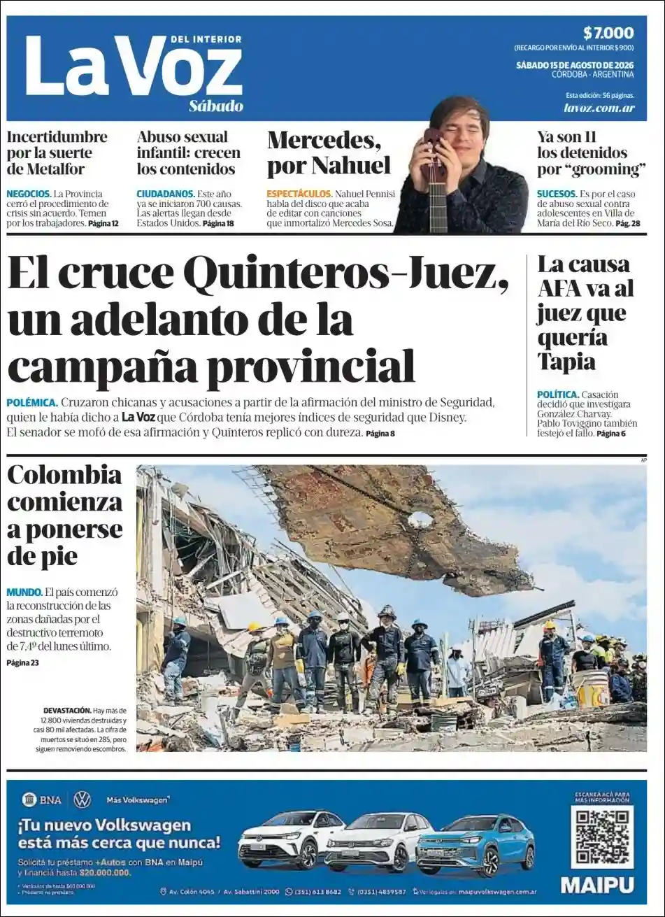 Estudios Max | RADIO CON AGUANTE - Tapa del diario La Voz